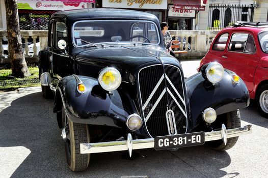 Citroen black Citroen photographed vintage car rally Town Hall Square in the town of Ales, in the Gard department