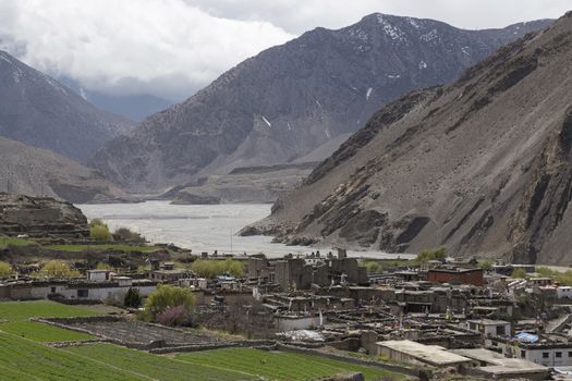 Local houses at Kagbeni in lower Mustang district, Nepal. It made of mud and rock. Kagbeni situated in the junction to upper Mustang.