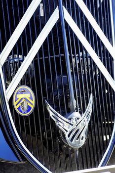 Citroen front-wheel Drive black photographed vintage car rally Town Hall Square in the town of Ales