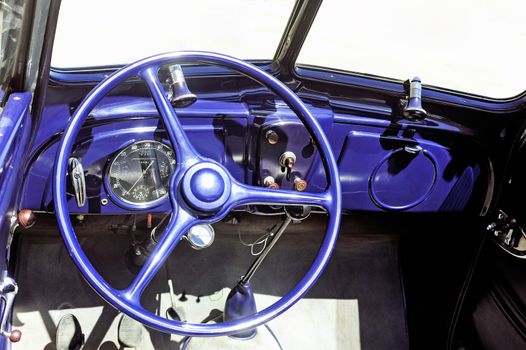 Peugeot 302 manufactured from 1936 to 1938 photographed the rally of vintage cars Town Hall Square in the town of Ales