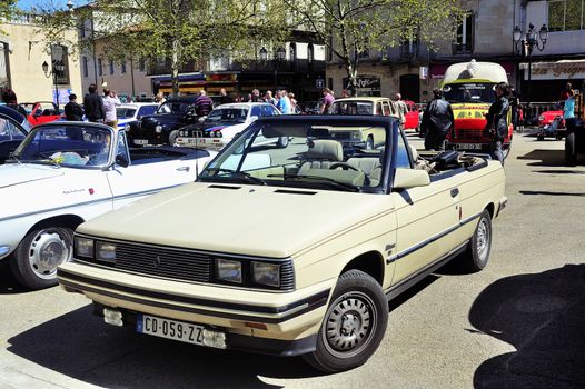 Renault Alliance reserved for the North American market and built between 1983 and 1987 photographed the rally of vintage cars Town Hall Square in the town of Ales
