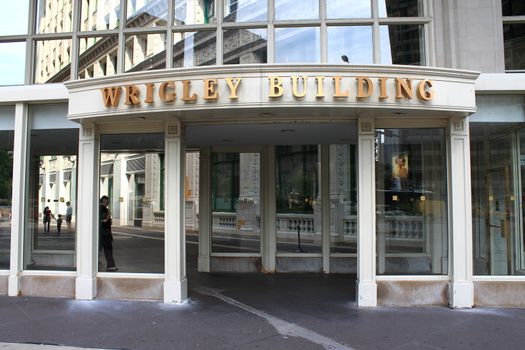Entrance to the Wrigley Building on Michigan Avenue in Chicago.