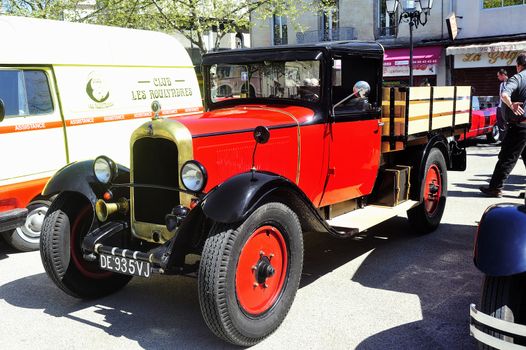 old Citroen car from the 1920s photographed vintage car rally Town Hall Square in the town of Ales