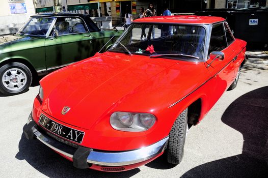Panhard PL17 manufactured in 1959 photographed the rally of vintage cars Town Hall Square in the town of Ales, in the Gard department