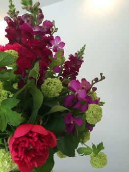 Exotic bouquet of hydrangeas, orchids and other rare flowers