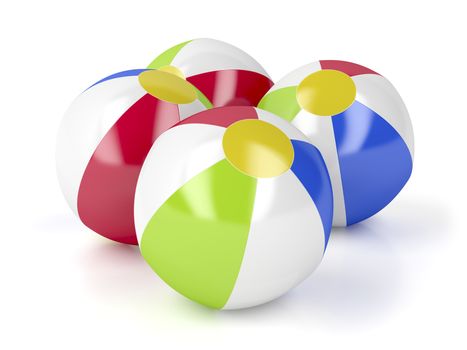 Beach balls on white background