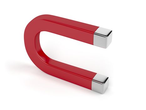 Horseshoe magnet on white background