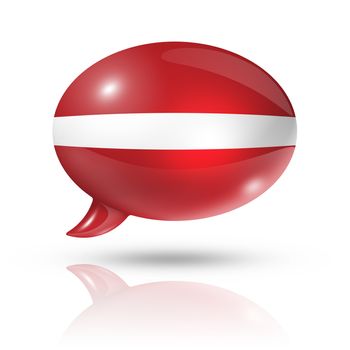 three dimensional Latvia flag in a speech bubble isolated on white with clipping path