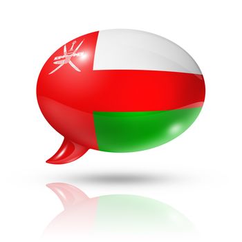 three dimensional Oman flag in a speech bubble isolated on white with clipping path