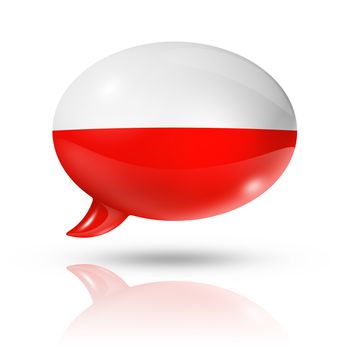 three dimensional Poland flag in a speech bubble isolated on white with clipping path