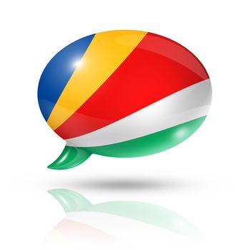 three dimensional Seychelles flag in a speech bubble isolated on white with clipping path