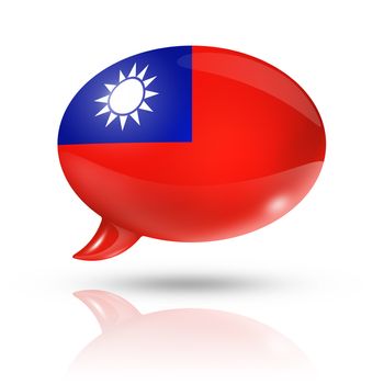 three dimensional Taiwan flag in a speech bubble isolated on white with clipping path