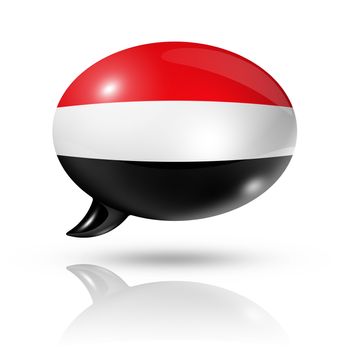 three dimensional Yemen flag in a speech bubble isolated on white with clipping path