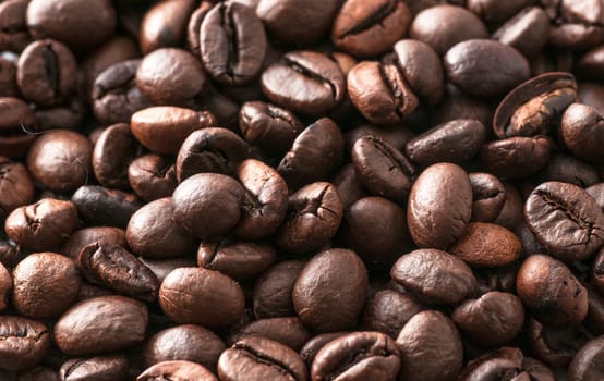 background of a macro of coffee beans toasted