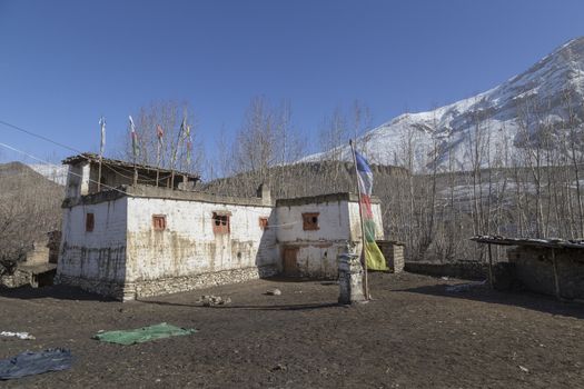 Local houses at Muktinath village in lower Mustang district, Nepal. This photo was shot in early morning.
Area was cover by snow.