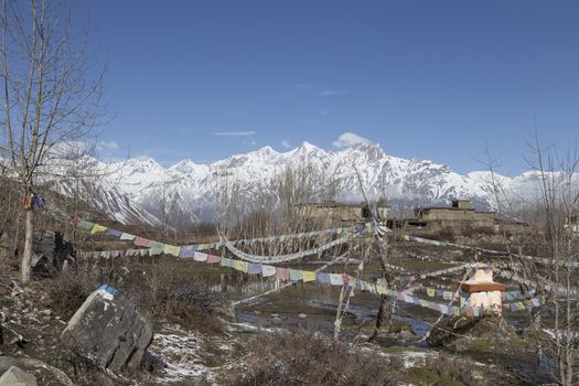 Local houses at Muktinath village in lower Mustang district, Nepal. This photo was shot in early morning.
Area was cover by snow.