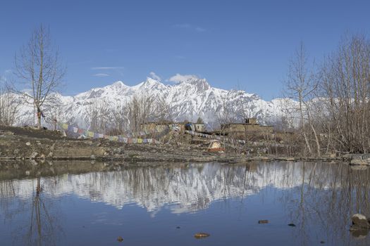 Local houses at Muktinath village in lower Mustang district, Nepal. This photo was shot in early morning.
Area was cover by snow.