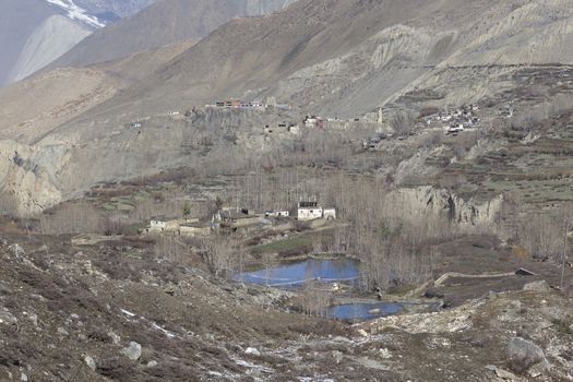 Local houses at Muktinath village in lower Mustang district, Nepal. This photo was shot in early morning.
Area was cover by snow.