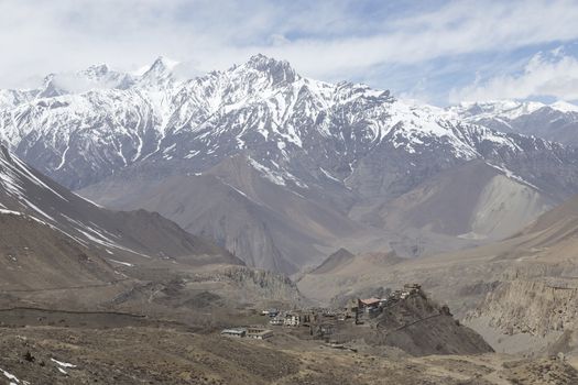 Gompa or Monastry in Jharkot, Mustang district, Nepal. This photo was shot in the morning. This route is the part of Annapurna Circuit trail.