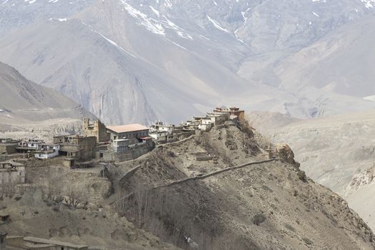 Gompa or Monastry in Jharkot, Mustang district, Nepal. This photo was shot in the morning. This route is the part of Annapurna Circuit trail.