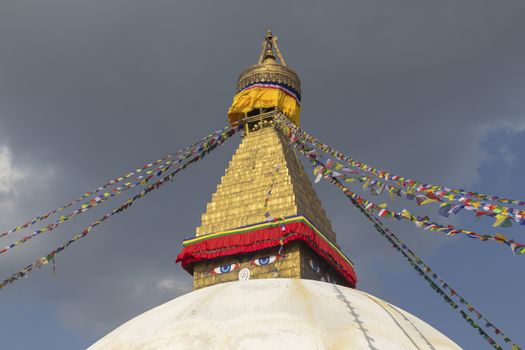 Boudhanath Stupa located in Kathmandu, Nepal. It aslo the world heritage site of UNESCO.
This photo was shot 2 weeks before huge earthquake.