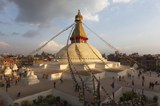 Boudhanath Stupa located in Kathmandu, Nepal. It aslo the world heritage site of UNESCO.
This photo was shot 2 weeks before huge earthquake.