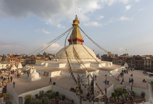 Boudhanath Stupa located in Kathmandu, Nepal. It aslo the world heritage site of UNESCO.
This photo was shot 2 weeks before huge earthquake.