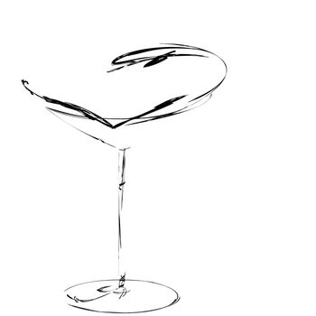 Icons glass Wine glasses,  brandy, whiskey and martinis silhouette on a white background