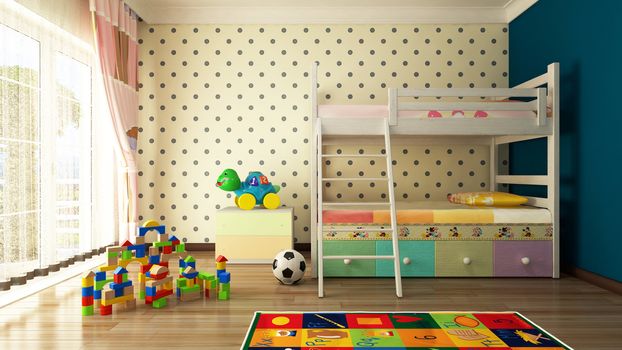 Kids room design with sweet bed by sedat seven