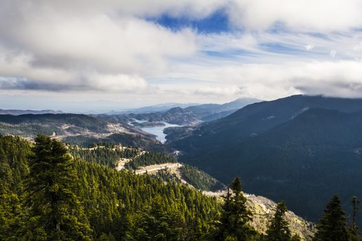 Plastiras lake panoramic view in central Greece