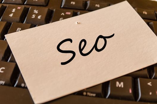 Seo Concept on black keyboard