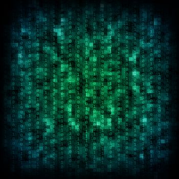 Abstract colorful matrix background with numbers. One and zero