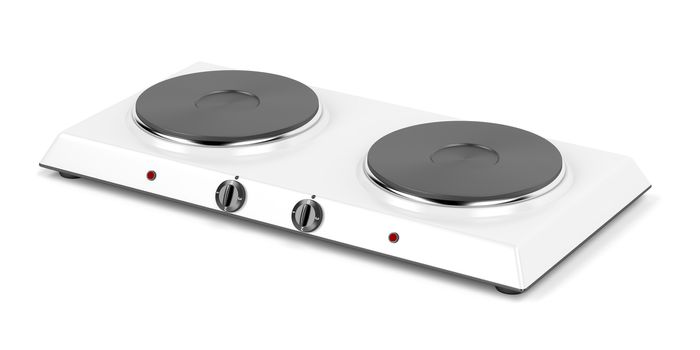 Double hot plate on white background