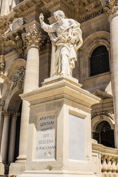 Apostle statue in Cathedral church in Syracuse, Sicily, Italy