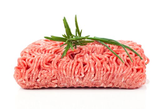 raw minced meat, isolated on white background