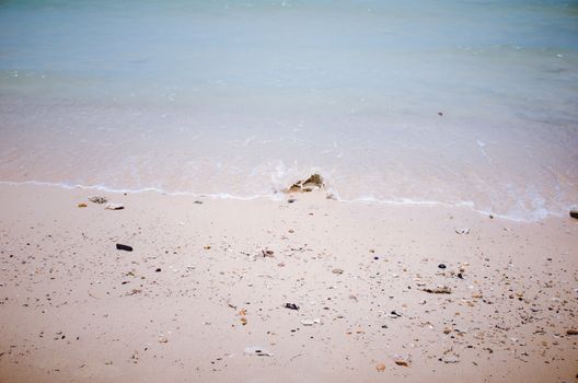 Beach sand and blue sea in Thailand vintage