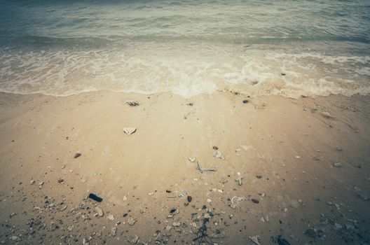 Beach sand and blue sea in Thailand vintage