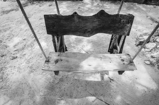 swing on beach sand and sea in Koh Samet Thailand vintage