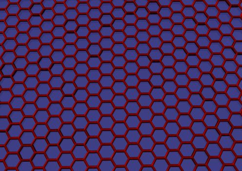 Abstract honeycomb background 3d illustration or backdrop.