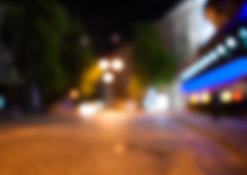 blurred night street background in Kiev out of  focus