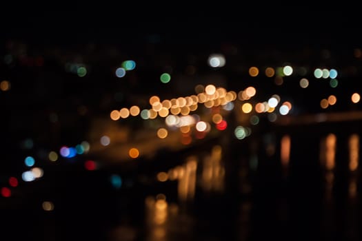 City night background in Kiev out of  focus