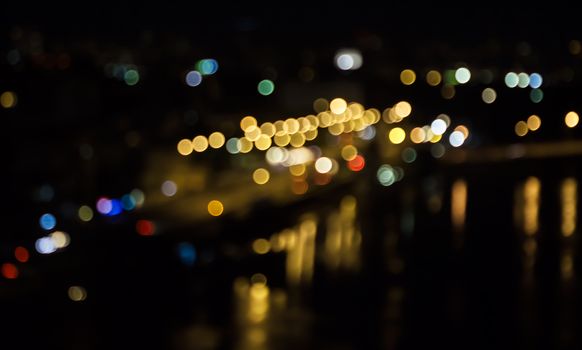 City night background in Kiev out of  focus