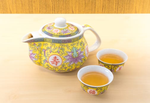 Chinese Tea Pot Set with Two Small Tea Cup