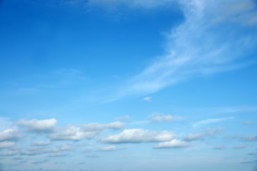 Summer Clouds in the blue sky at Rayong, Thailand.