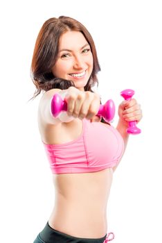 portrait of a beautiful brunette engaged in sports