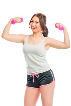 sports and healthy girl on a white background