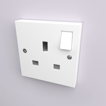 Illustration depicting a wall mounted electrical plug socket.