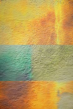 Wall stucco background with yellow stains and green line