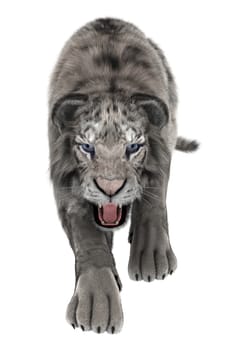 3D digital render of a white tiger isolated on white background