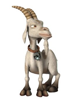 3D digital render of a cartoon goat isolated on white background